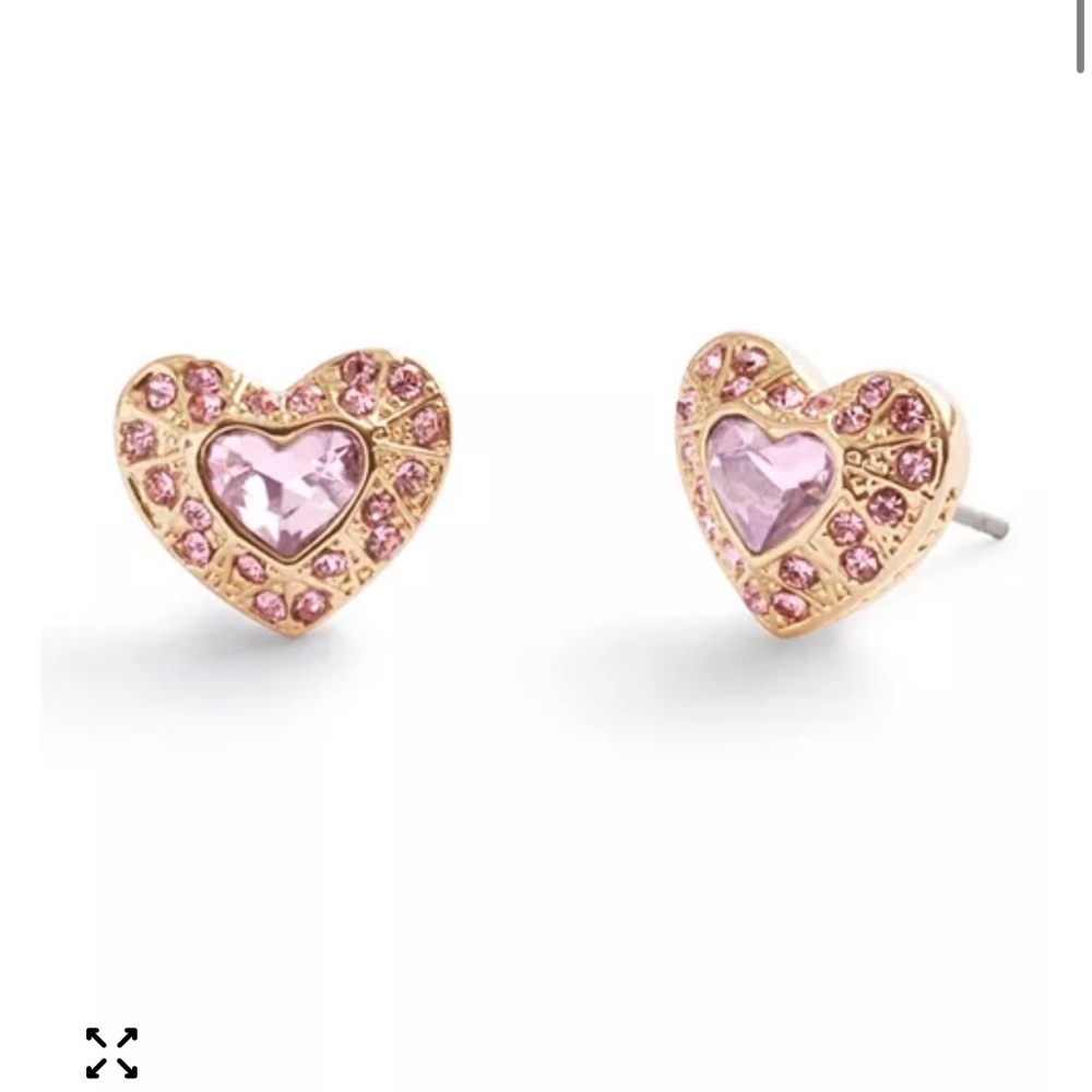 COACH Faux Stone Heart Stud Earrings
